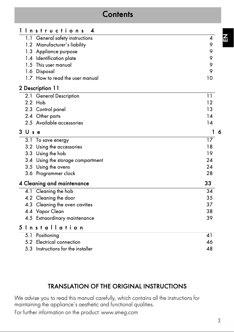 Page 1 de la notice Manuel utilisateur Smeg SSK92IMX8
