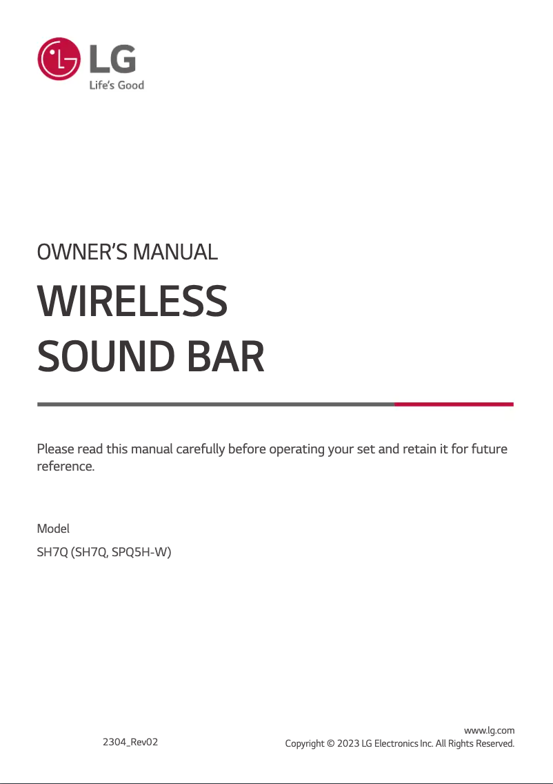 Image de la première page du manuel de l'appareil SH7Q