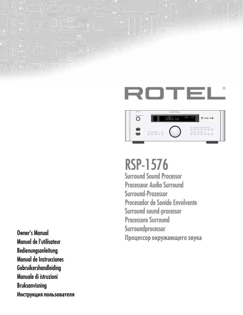 Page n°1 - Manuel utilisateur Rotel RSP-1576