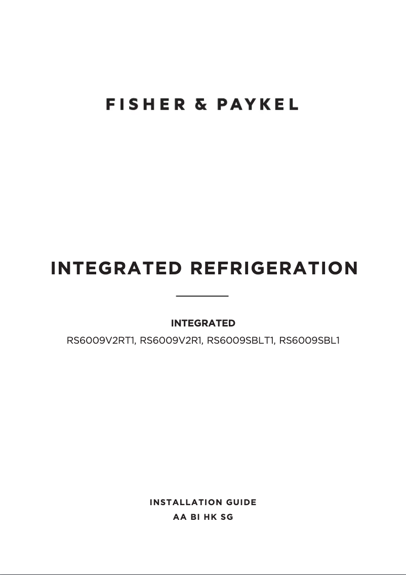 Page 1 de la notice Guide d'installation Fisher & Paykel RS6009SBL1