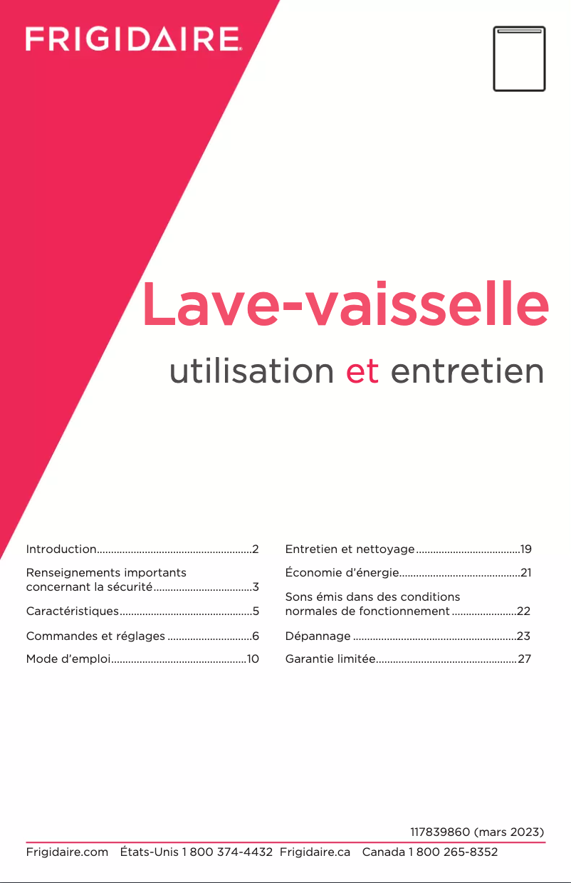 Page n°1 - Manuel utilisateur Frigidaire GDSH4715AF