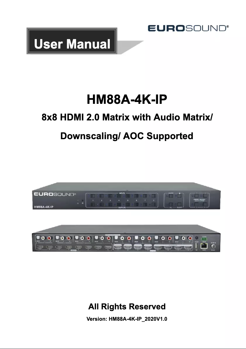 Image de la première page du manuel de l'appareil HM88A-4K-IP