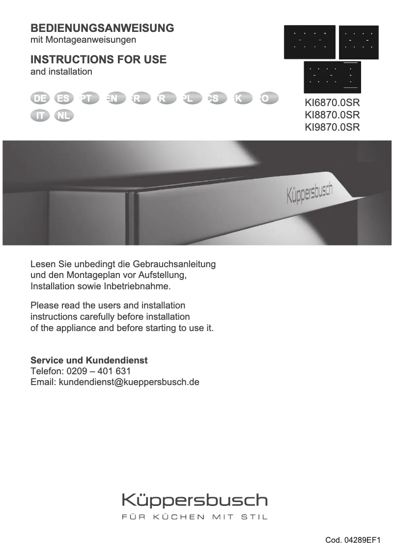 Page n°1 - Manuel utilisateur Küppersbusch KI6870.0SR