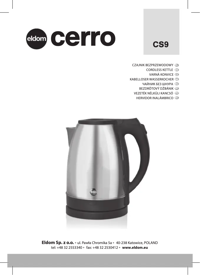 Page 1 de la notice Manuel utilisateur Eldom CS9 Cerro