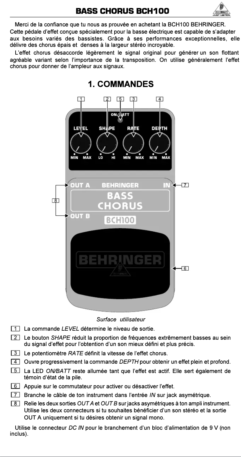 Imagen de la primera página del manual del dispositivo BCH100