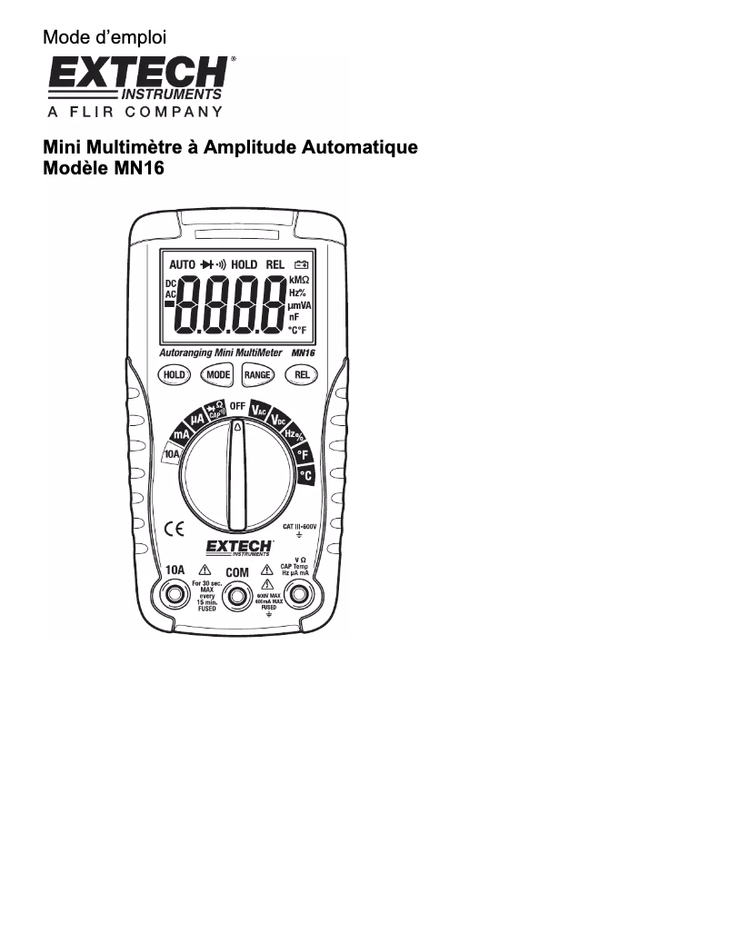 Image de la première page du manuel de l'appareil MN16