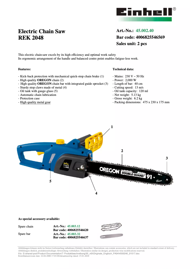 Image de la première page du manuel de l'appareil Royal REK 2048