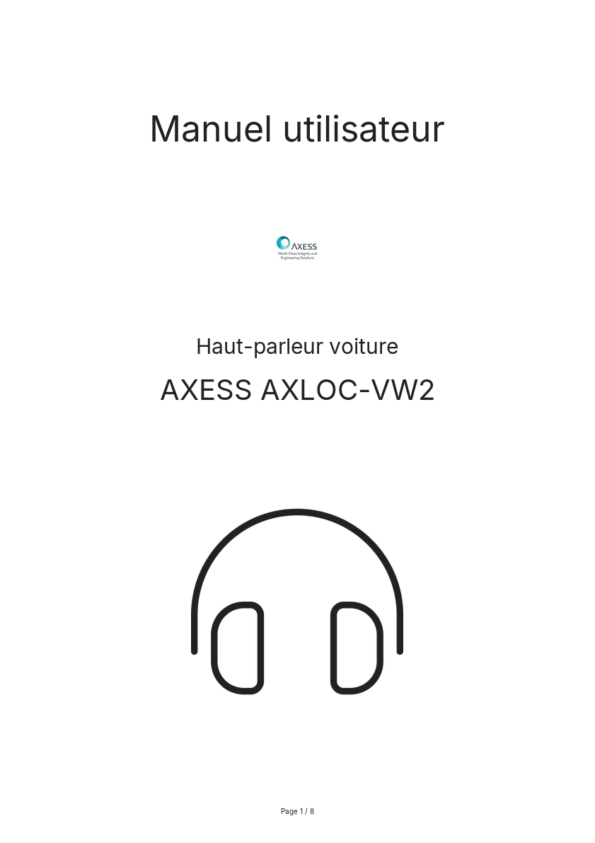 Page n°1 - Manuel utilisateur AXESS AXLOC-VW2