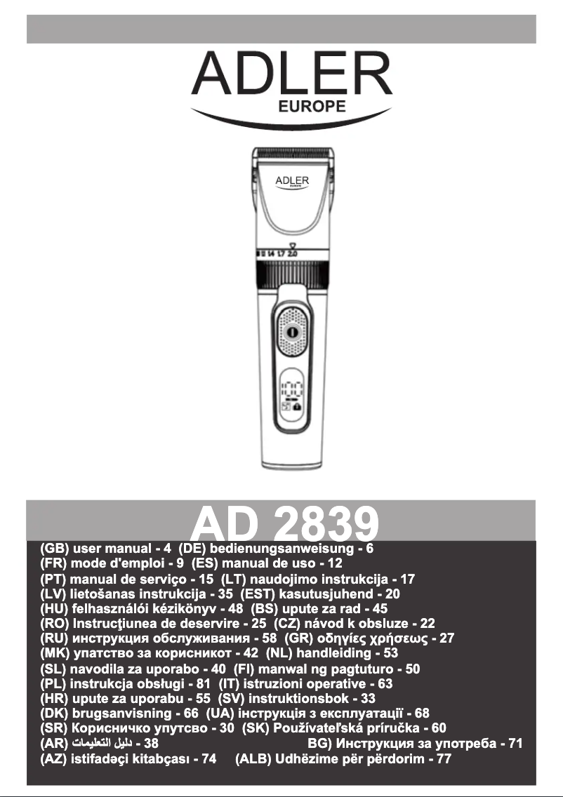 Page n°1 - Manuel utilisateur Adler AD 2839