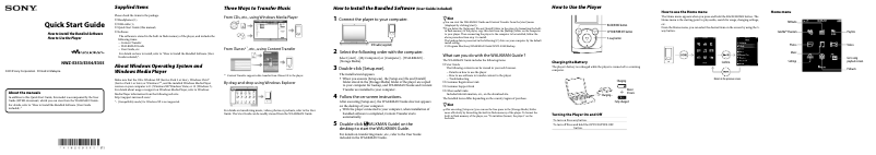 Image de la première page du manuel de l'appareil Walkman NWZ-E353
