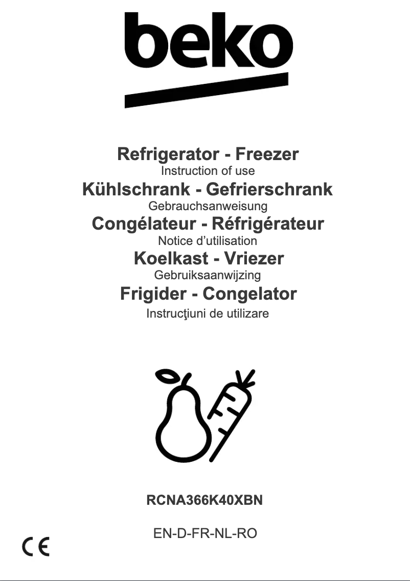 Page n°1 - Manuel utilisateur Beko RCNA366K40XBN