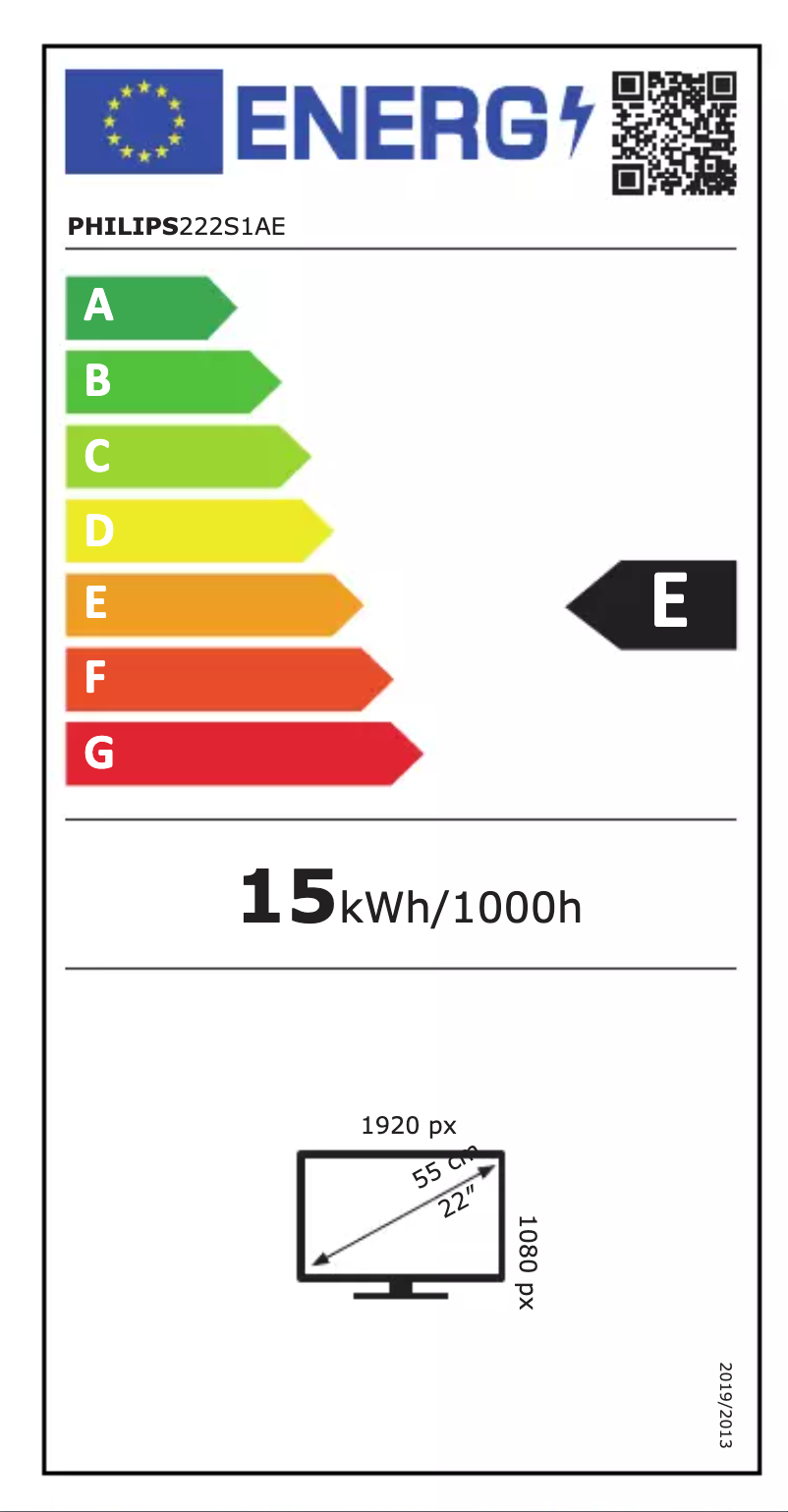 Page 1 of the manual Energy Label Philips 222S1AE