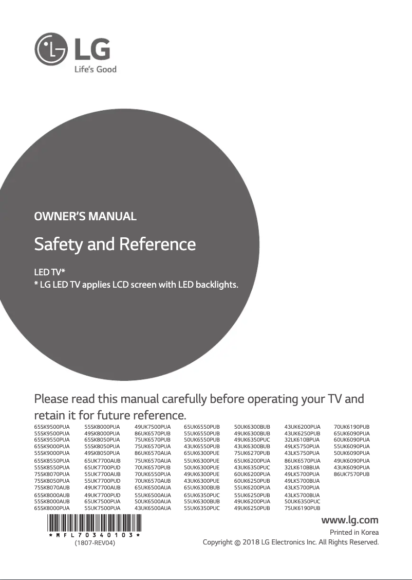 Imagen de la primera página del manual del dispositivo 49UK6300BUB