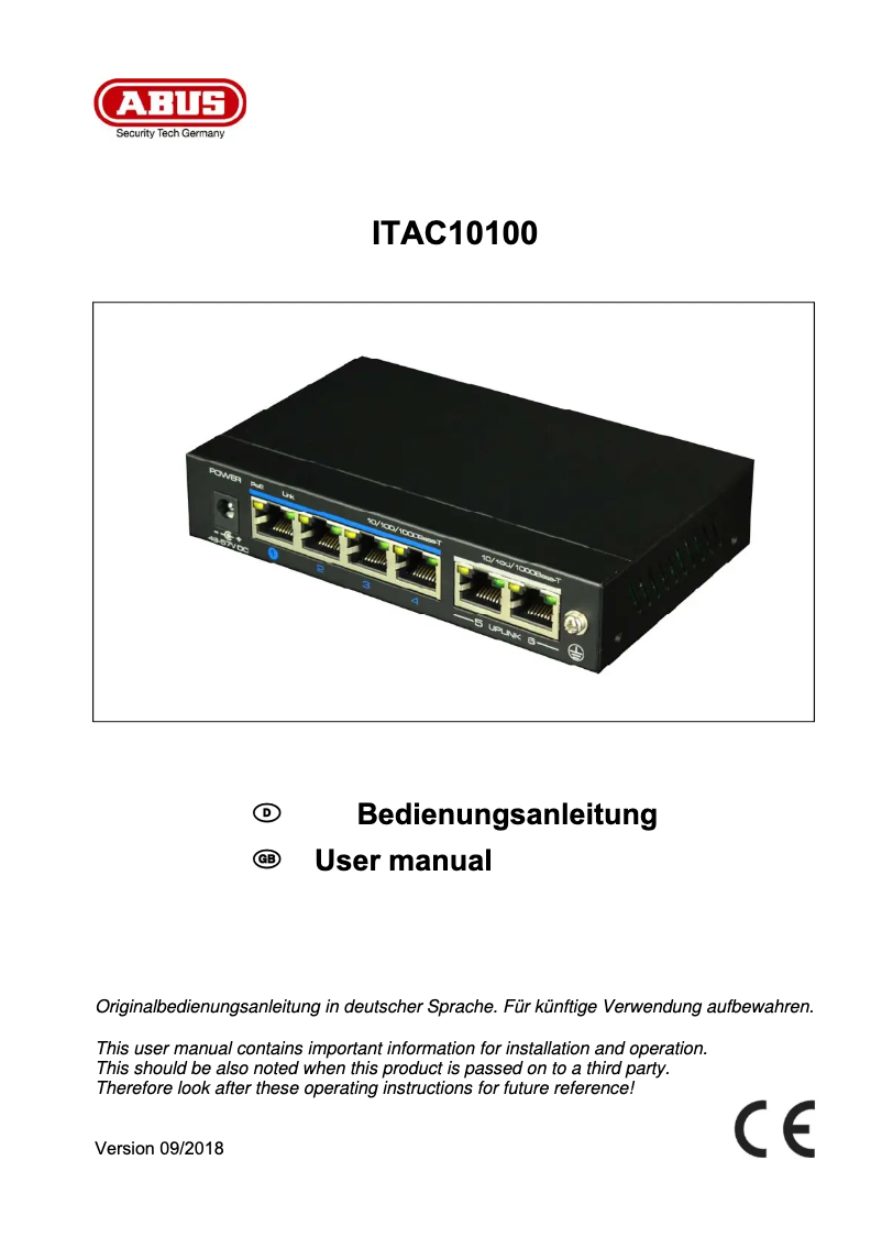 Imagen de la primera página del manual del dispositivo ITAC10100
