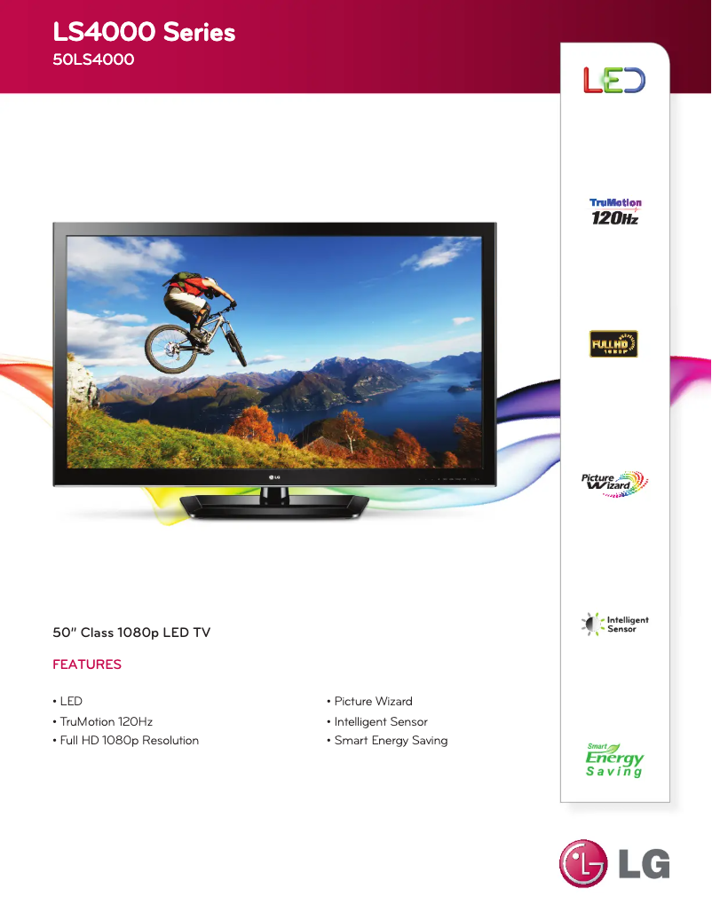 Page 1 de la notice Fiche technique LG 50LS4000