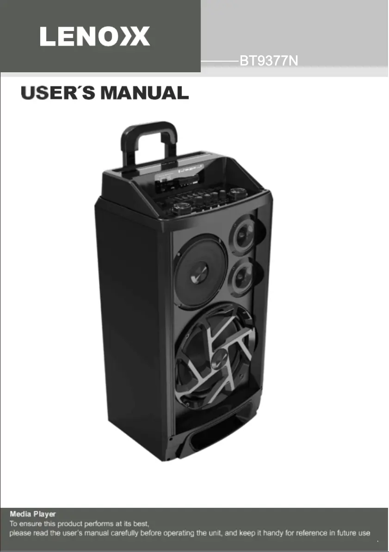 Page 1 de la notice Manuel utilisateur Lenoxx BT9377