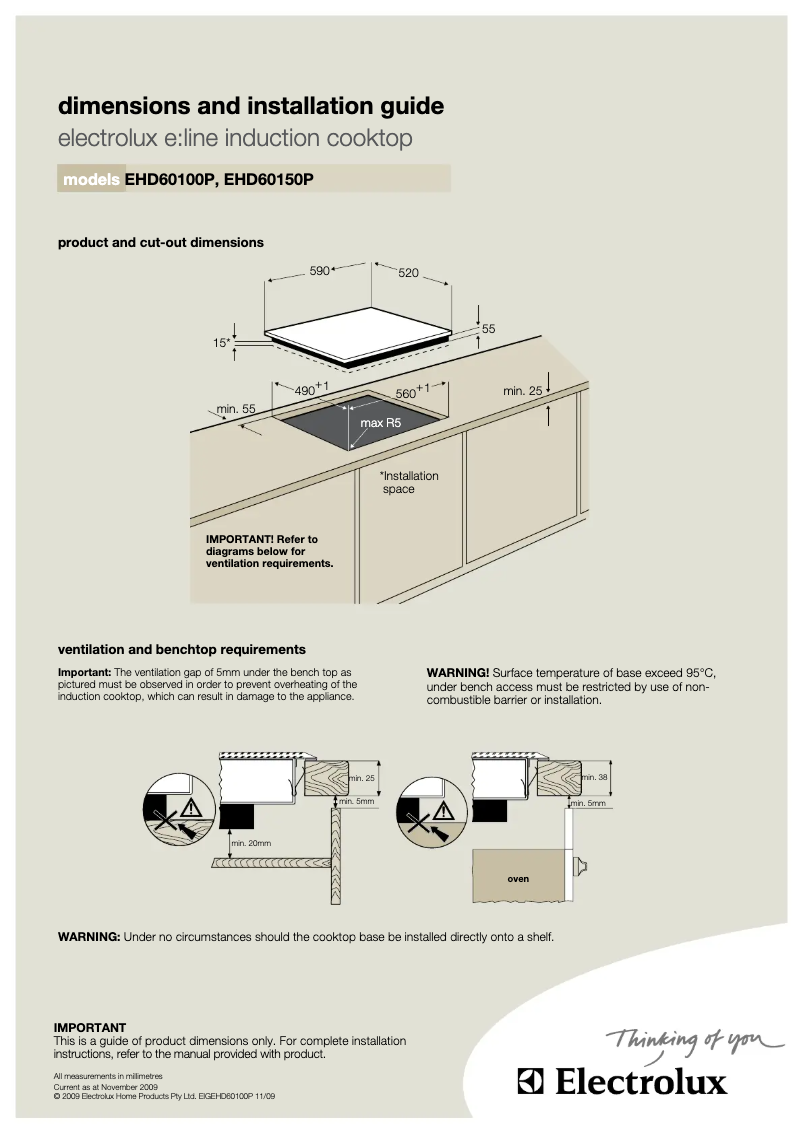 Page 1 de la notice Guide d'installation Electrolux EHD60150P