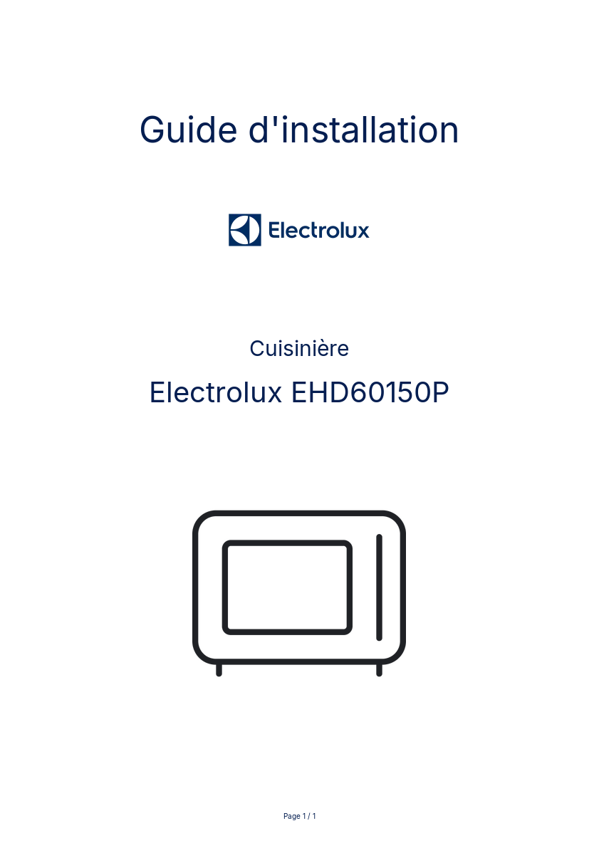 Image de la première page du manuel de l'appareil EHD60150P