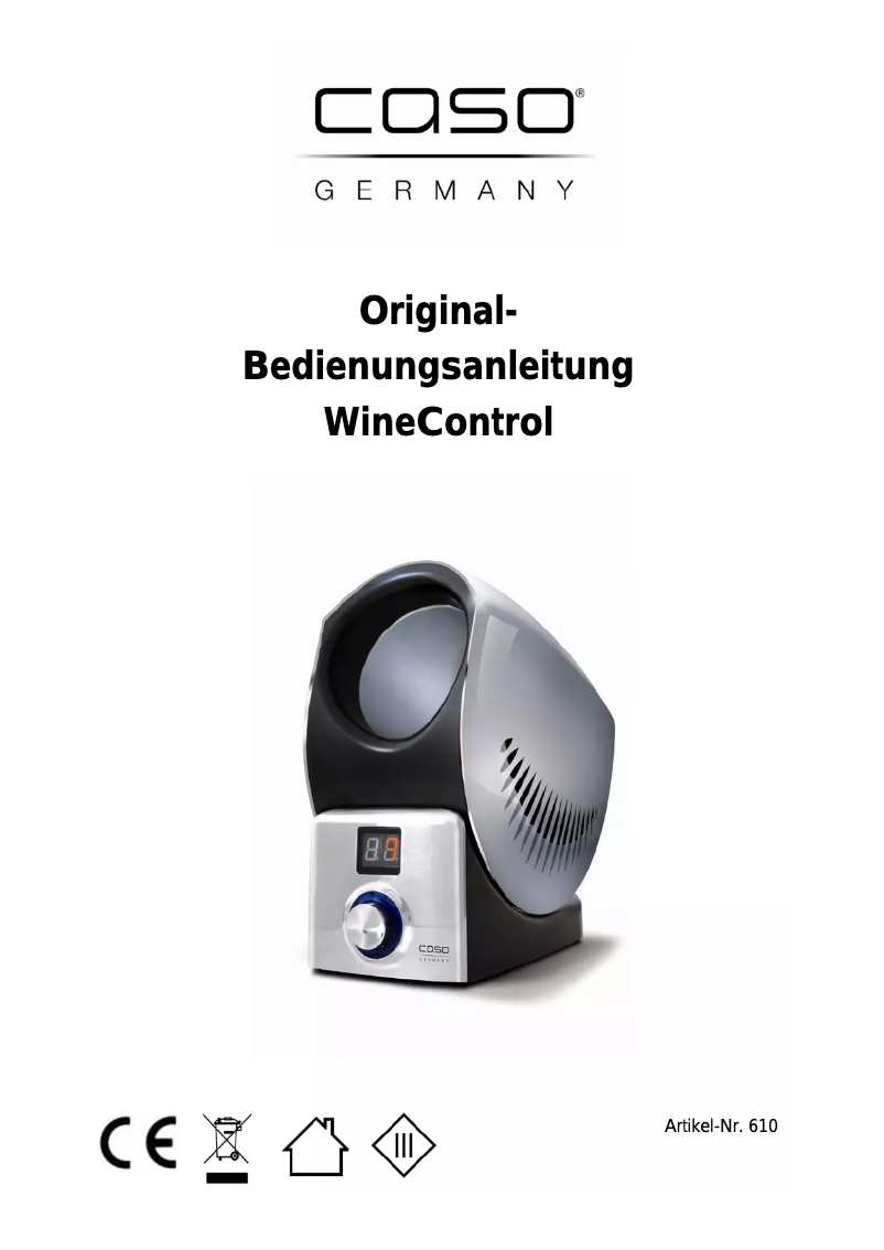 Page 1 de la notice Manuel utilisateur Caso WineControl 610