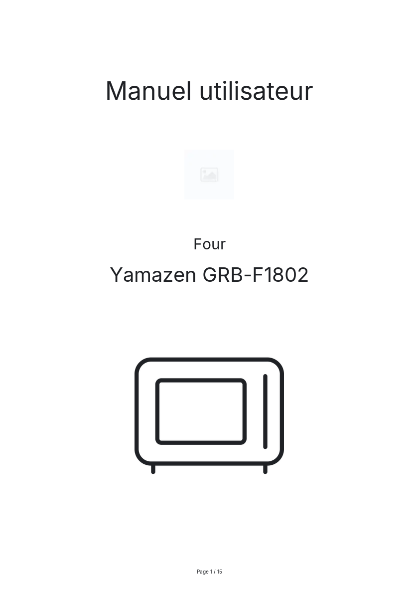 Page n°1 - Manuel utilisateur Yamazen GRB-F1802