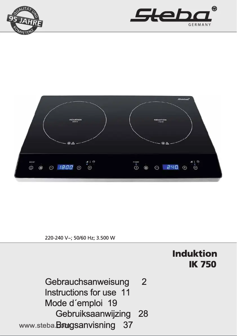 Page 1 de la notice Manuel utilisateur Steba IK 750
