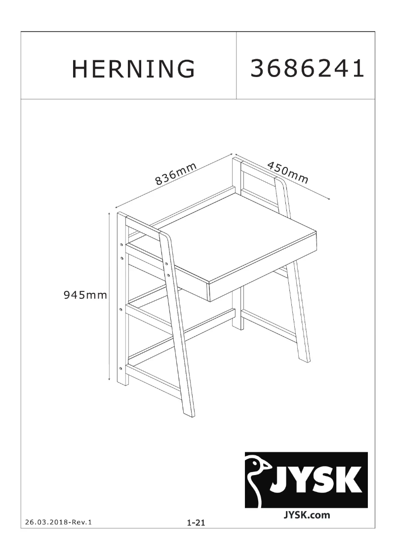 Página 1 del manual Manual de usuario JYSK Herning (45x84x95)