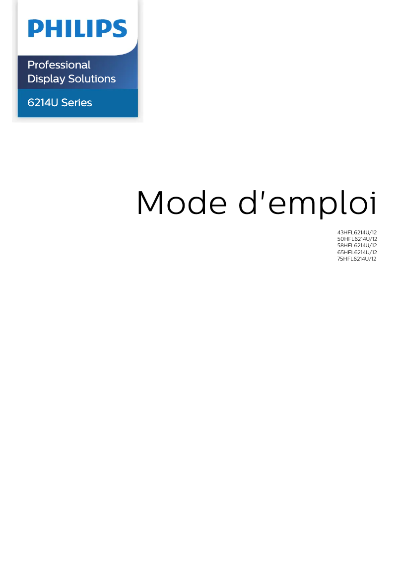 Page 1 de la notice Manuel utilisateur Philips 58HFL6214U