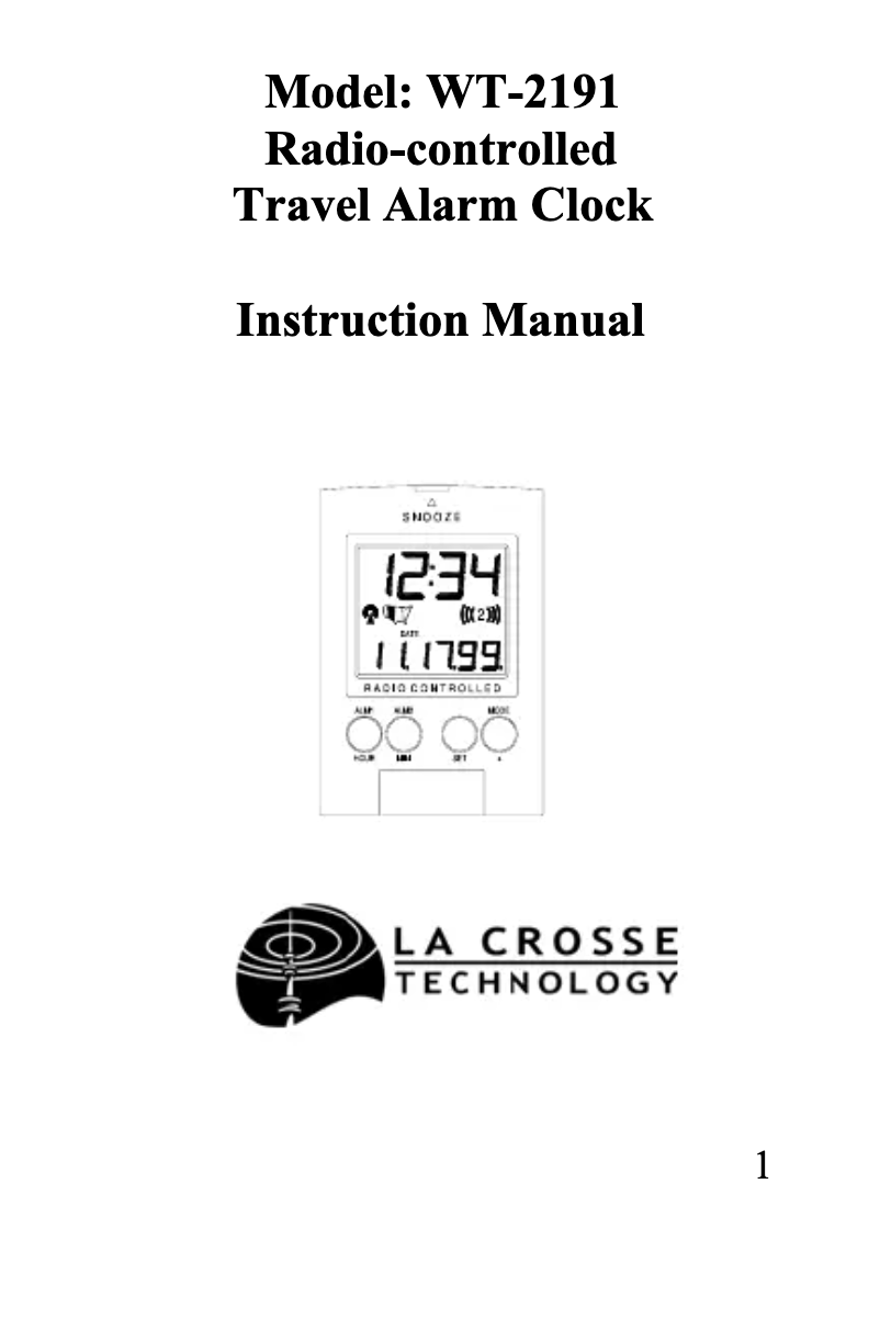 Page 1 de la notice Manuel utilisateur La Crosse Technology WT-2191A