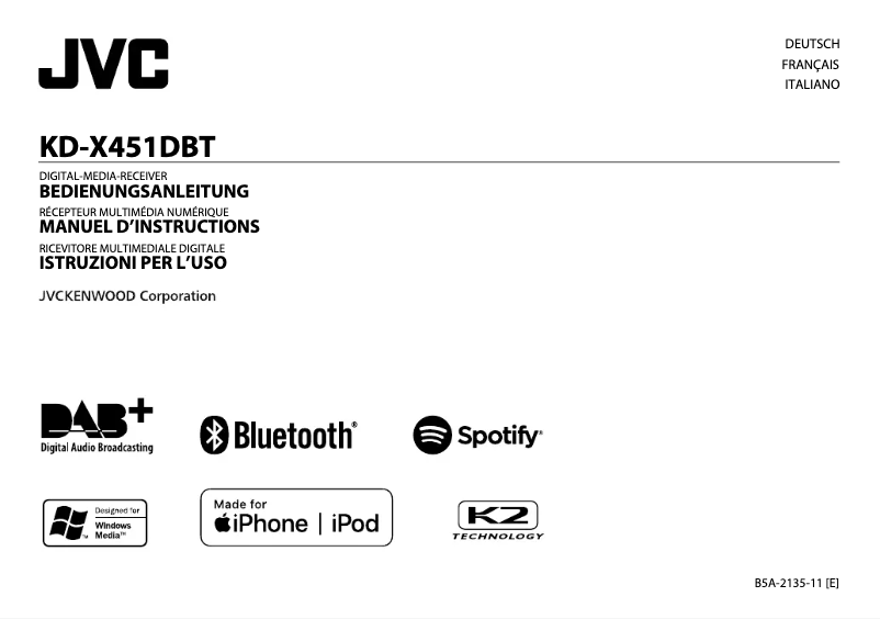 Page n°1 - Manuel utilisateur JVC KD-X451DBT