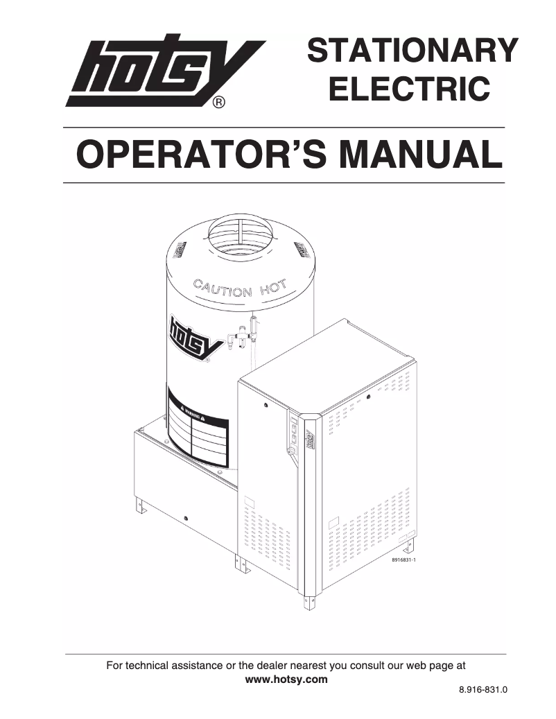 Page n°1 - Manuel utilisateur Hotsy 5835SS