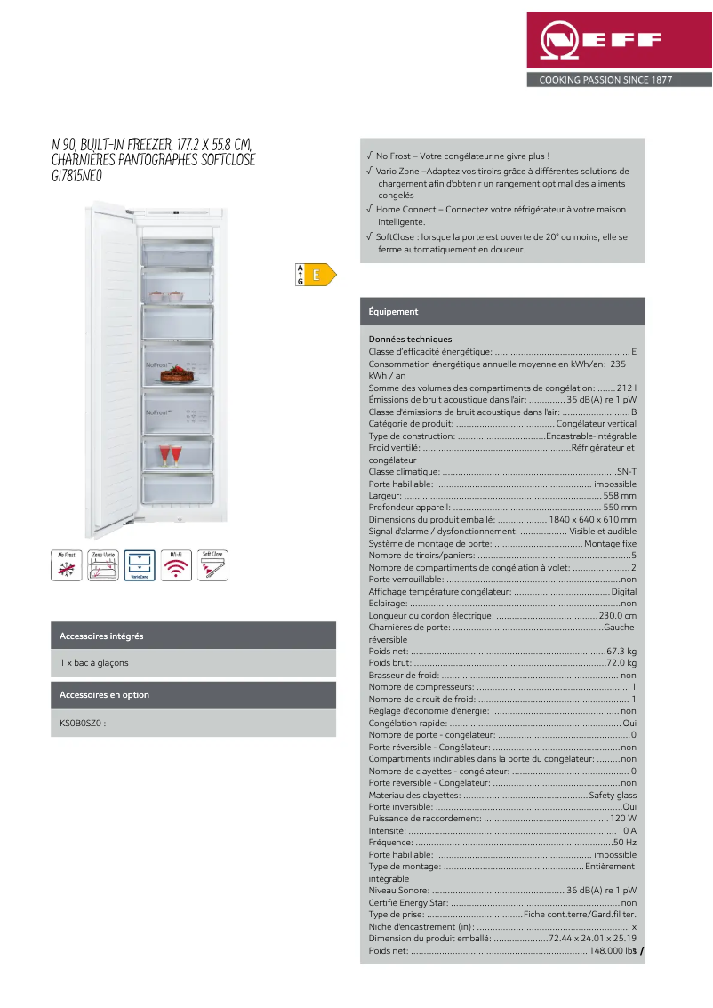 Page n°1 - Fiche technique Neff GI7815NE0