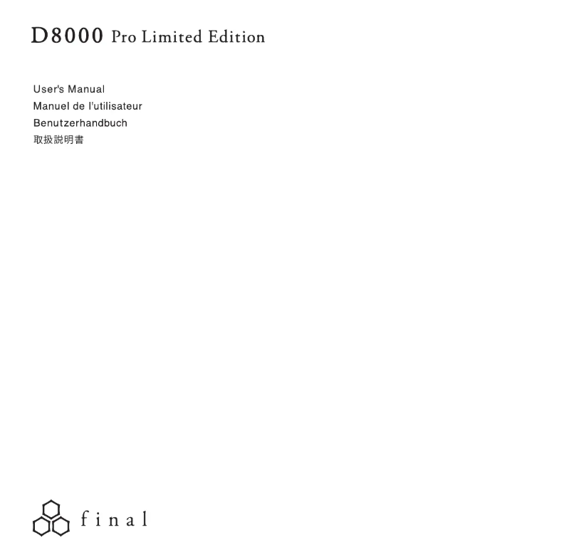 Page 1 de la notice Manuel utilisateur final D8000 Pro Limited Edition