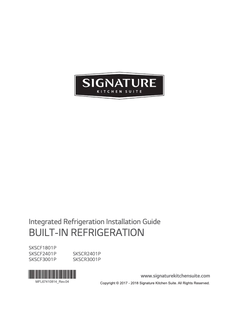 Page n°1 - Guide d'installation Signature SKSCF3001P