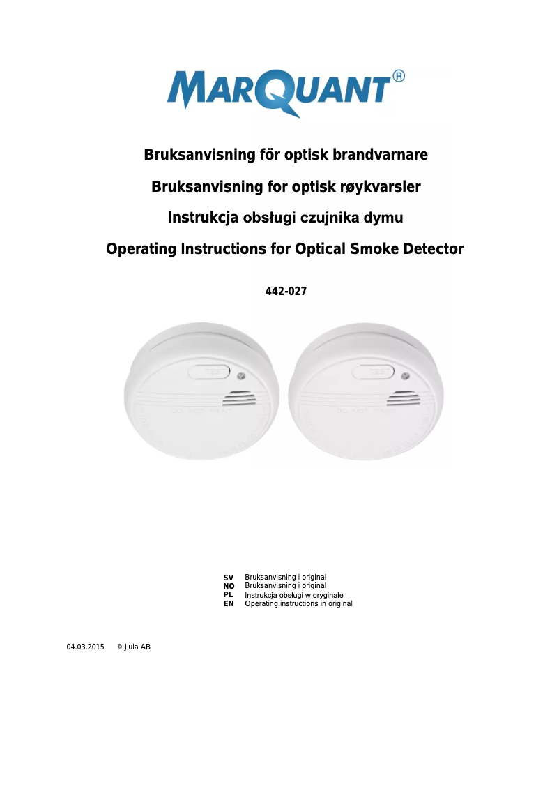 Image de la première page du manuel de l'appareil 442-027