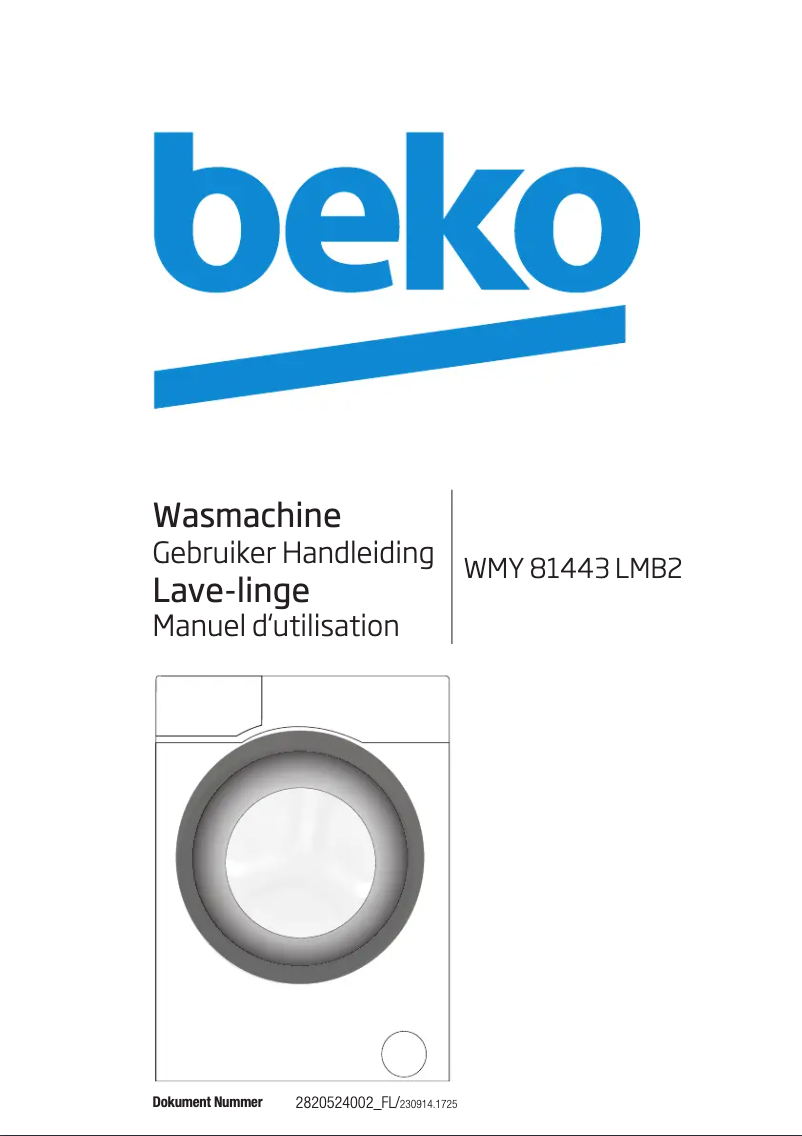 Page 1 de la notice Manuel utilisateur Beko WMY 81443 LMB2