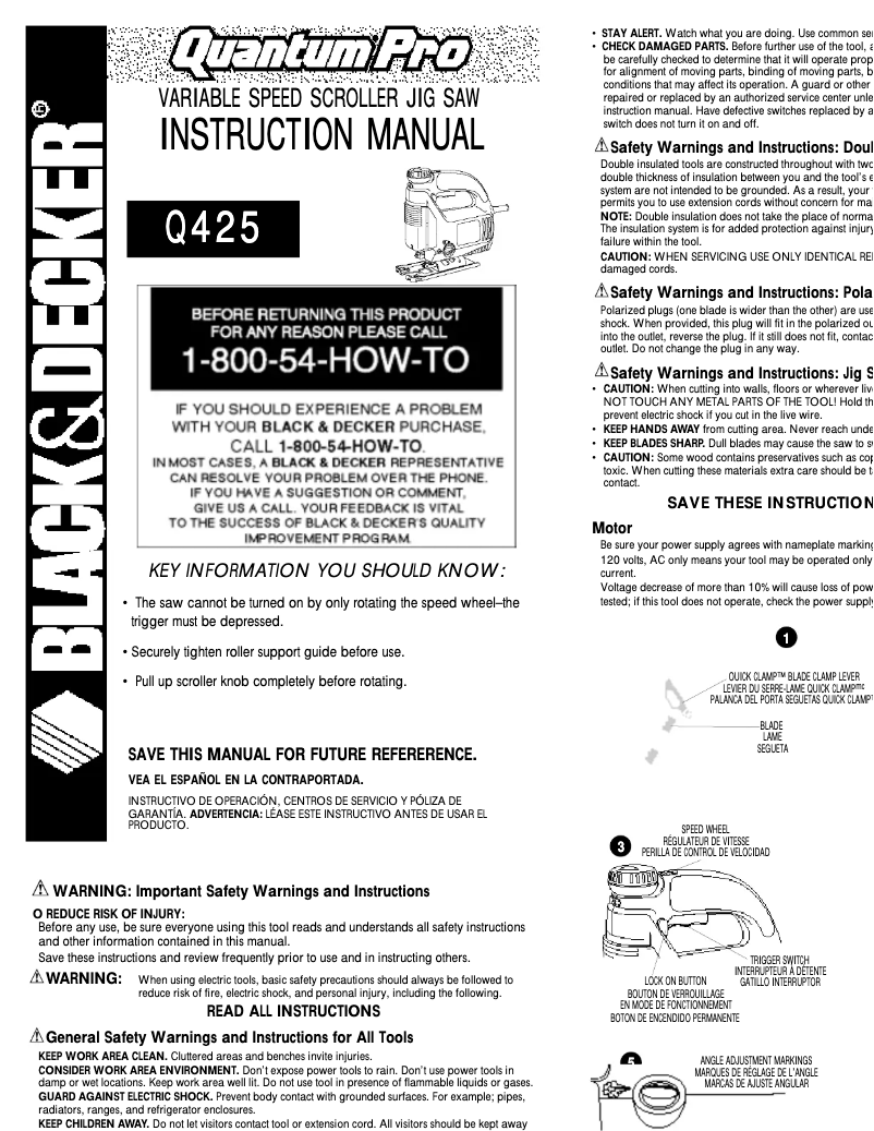 Page 1 de la notice Manuel utilisateur Black & Decker Q425K