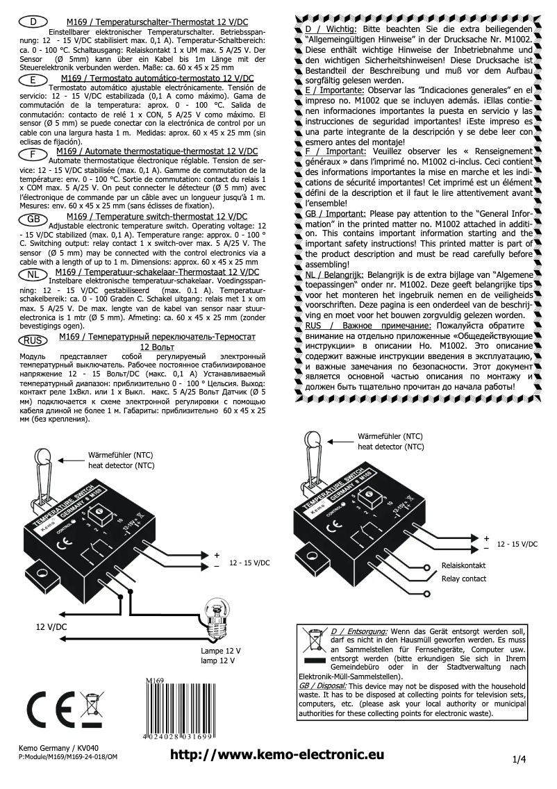 Página 1 del manual Manual de usuario Kemo M169