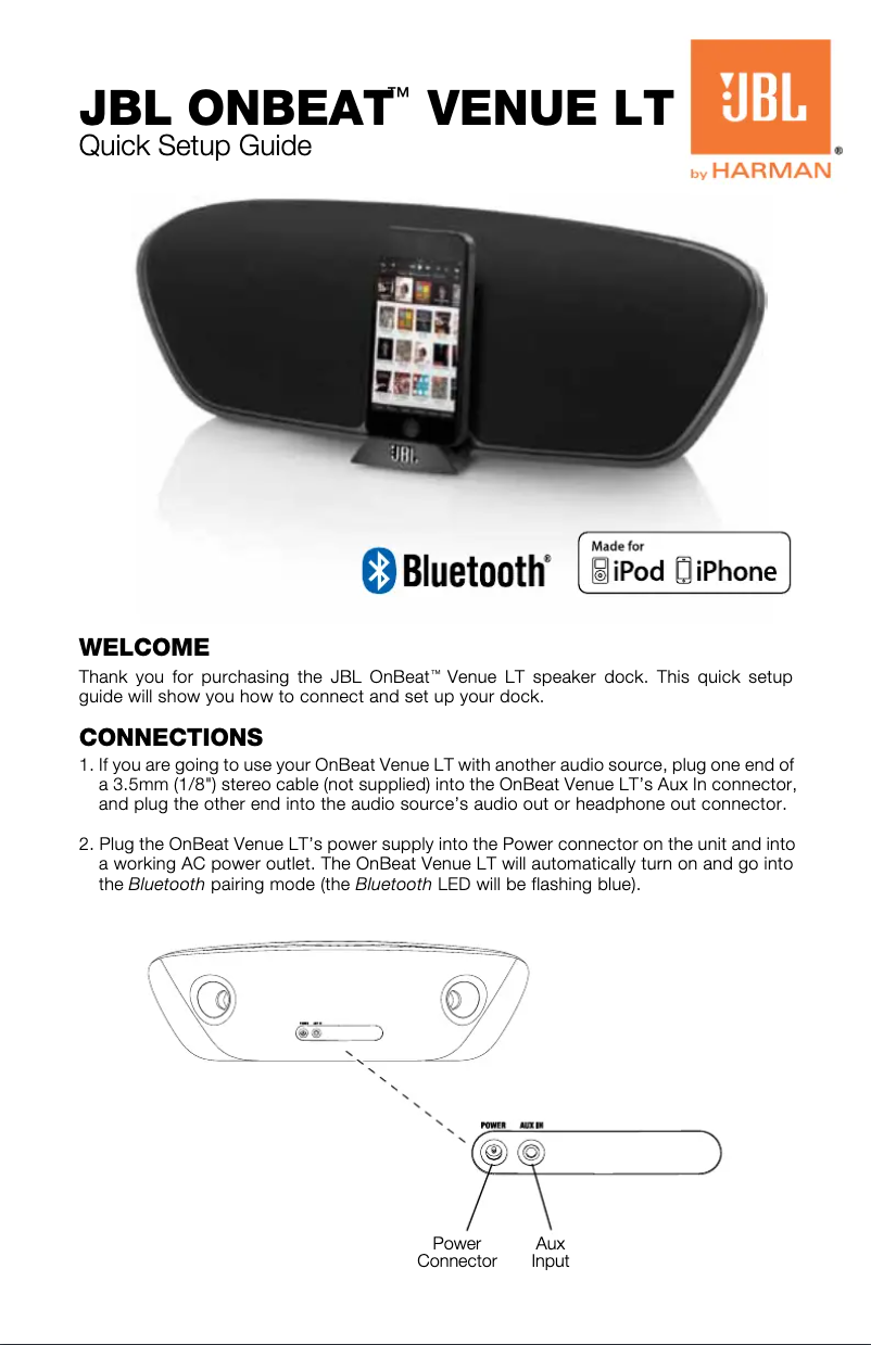 Page n°1 - Manuel utilisateur JBL OnBeat Venue LT