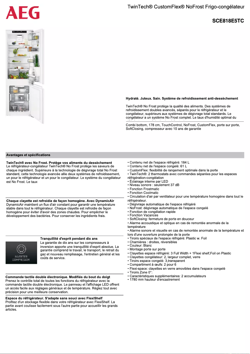 Page n°1 - Fiche technique AEG SCE818E5TC