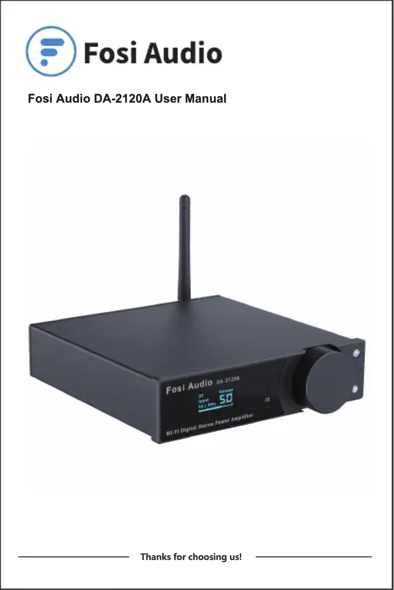 Page 1 de la notice Manuel utilisateur Fosi Audio DA-2120A