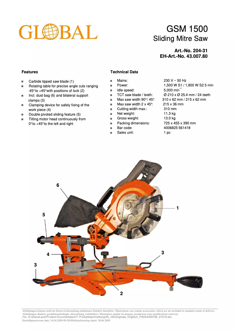 Page 1 de la notice Manuel utilisateur Global GSM 1500