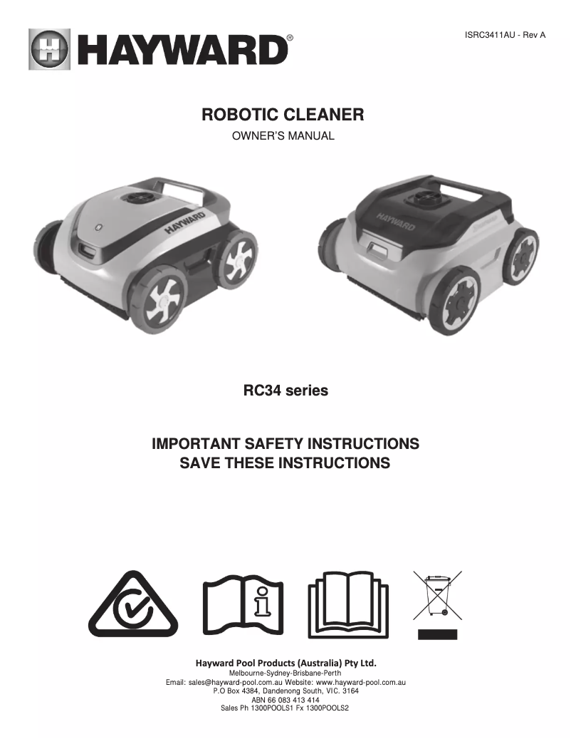 Page 1 de la notice Manuel utilisateur Hayward AquaVac 500