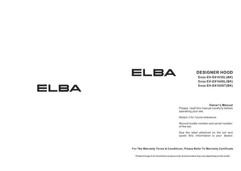 Page n°1 - Manuel utilisateur Elba ENZO EH-E9165ST(BK)