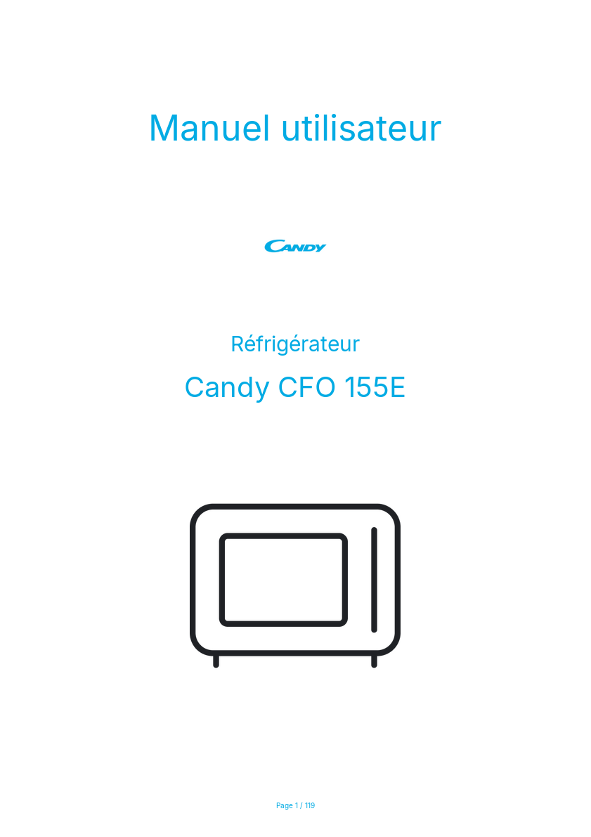 Page n°1 - Manuel utilisateur Candy CFO 155E