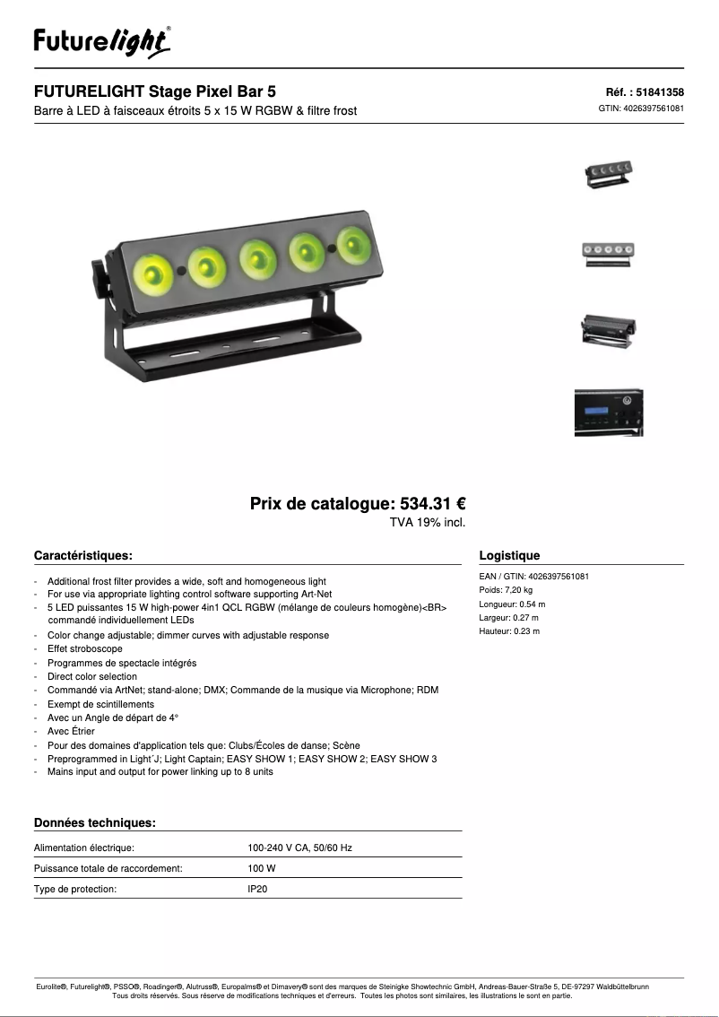Page n°1 - Fiche technique Futurelight Stage Pixel Bar 5