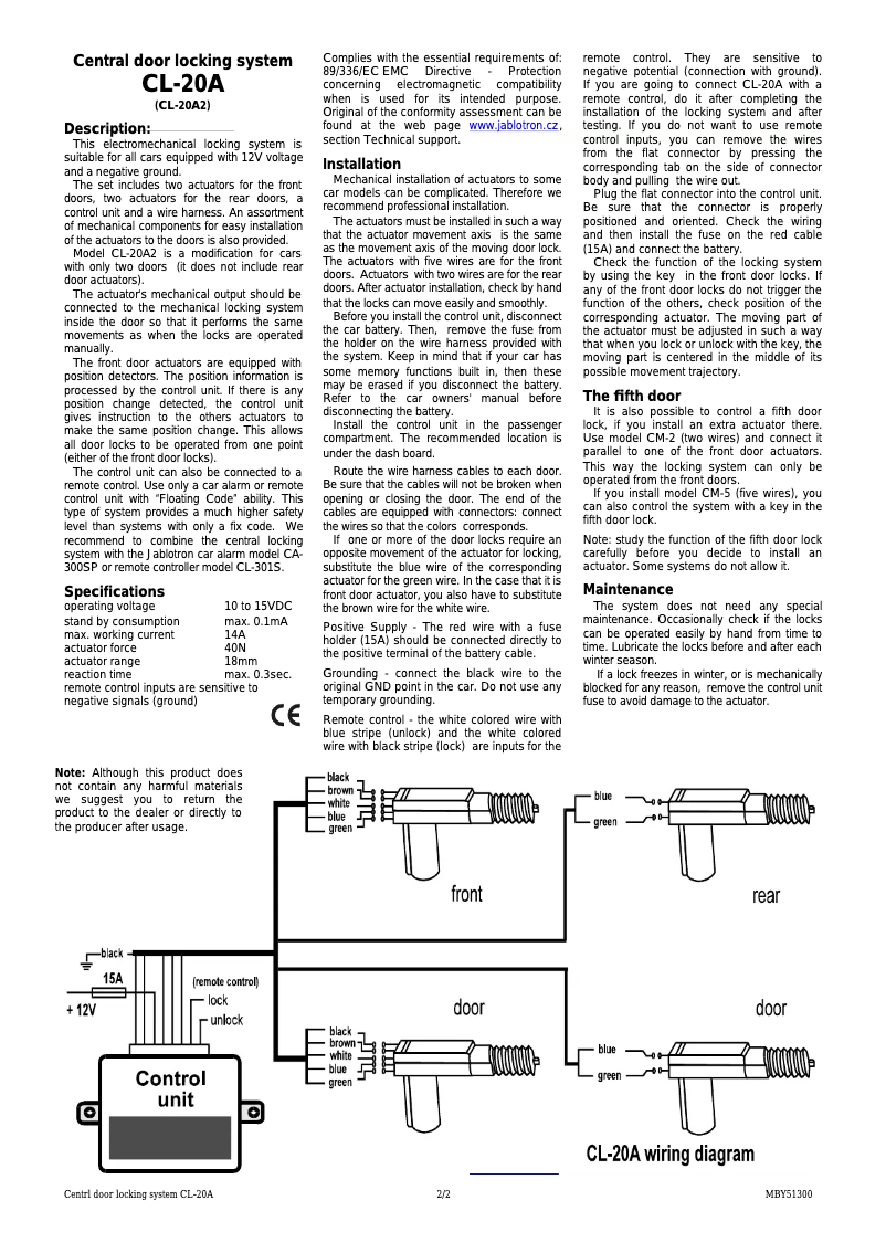 Page 1 de la notice Manuel utilisateur Joblotron CL-20A