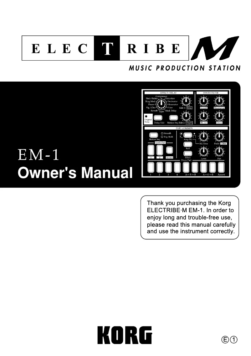 Page n°1 - Manuel utilisateur Korg Electribe M