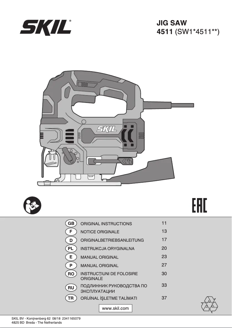 Page 1 de la notice Manuel utilisateur Skil 4511 AA