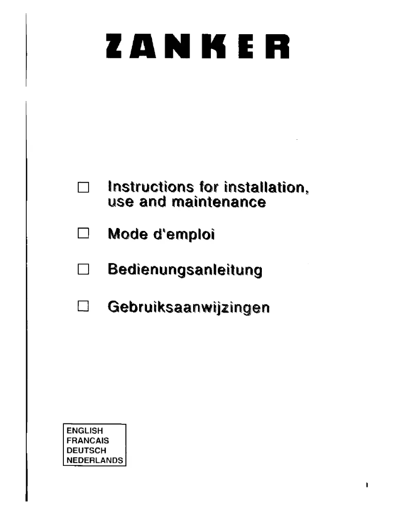 Page 1 de la notice Manuel utilisateur Zanker WF 2250