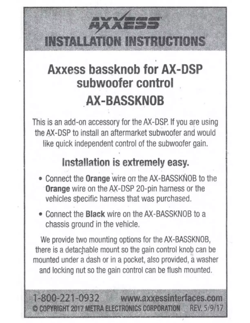 Page 1 de la notice Manuel utilisateur Metra Axxess AXDSPX-ETH1